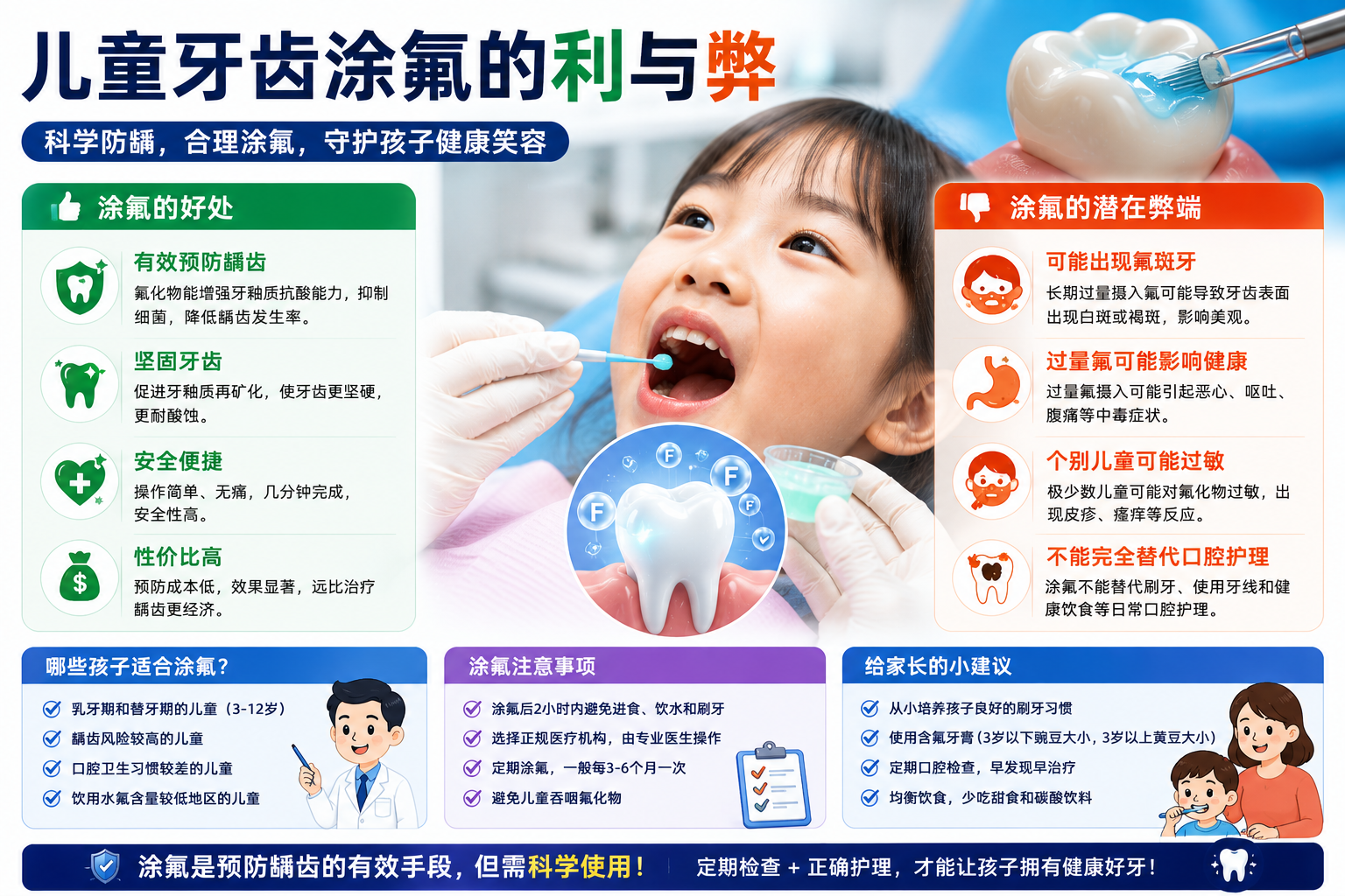 儿童牙齿涂氟的利与弊：2026年牙医完整解答（附价格表+注意事项）