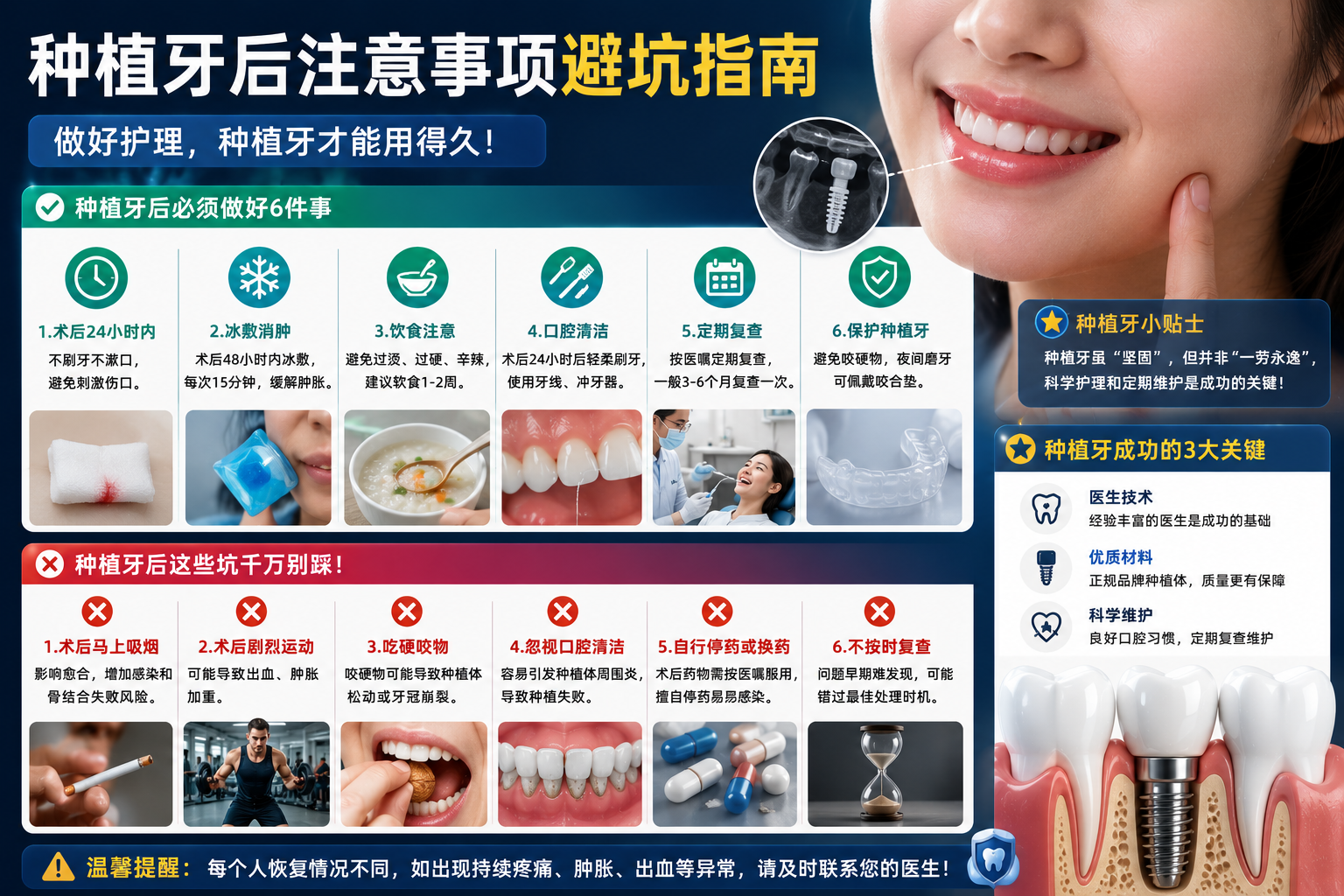 做种植牙后注意事项这8个坑千万别踩！第6个让3万块直接打水漂