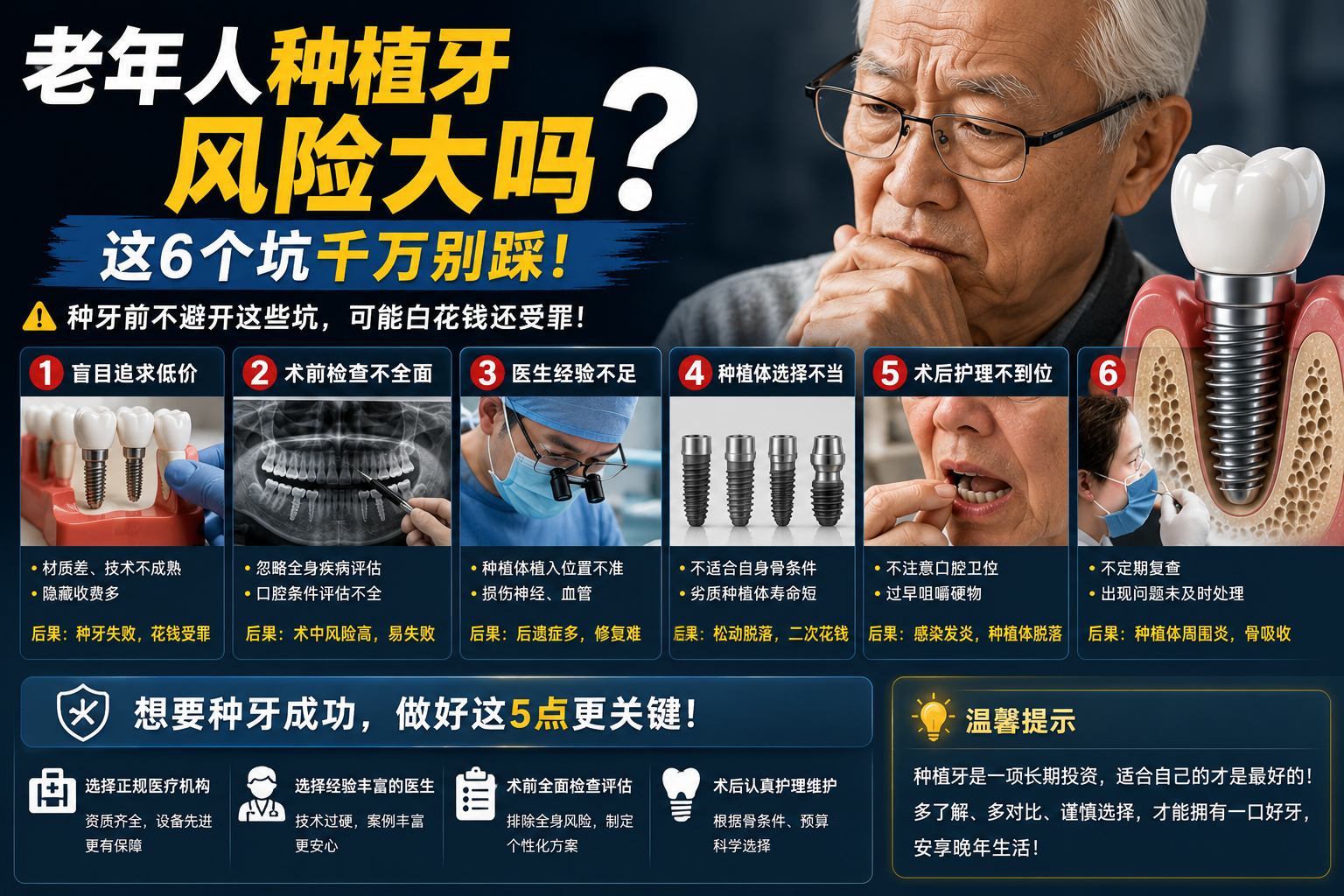 老年人种植牙风险大吗？这6个坑千万别踩！专家揭秘内幕真相