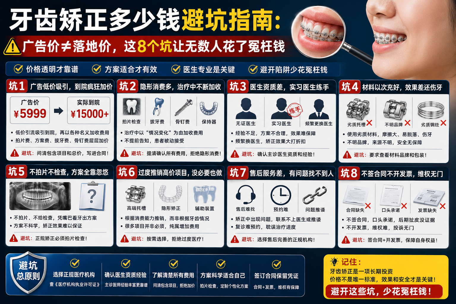 牙齿矫正多少钱避坑指南：广告价≠落地价，这8个坑让无数人花了冤枉钱